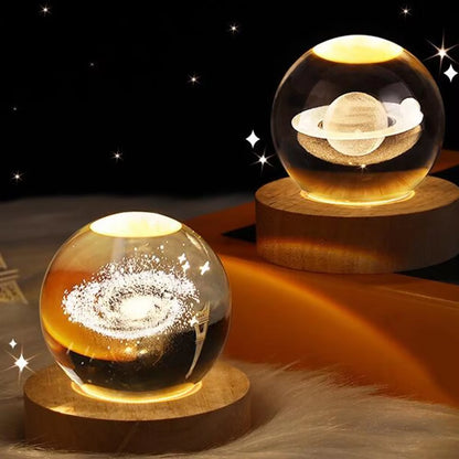 USB Luminous Crystal Ball Nightlight 3D Planet Moon Lamp Creative Decoration Nightlight LED Crystal Ball Christmas Gift