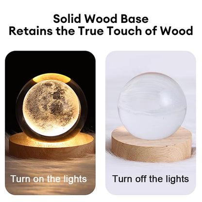 USB Luminous Crystal Ball Nightlight 3D Planet Moon Lamp Creative Decoration Nightlight LED Crystal Ball Christmas Gift