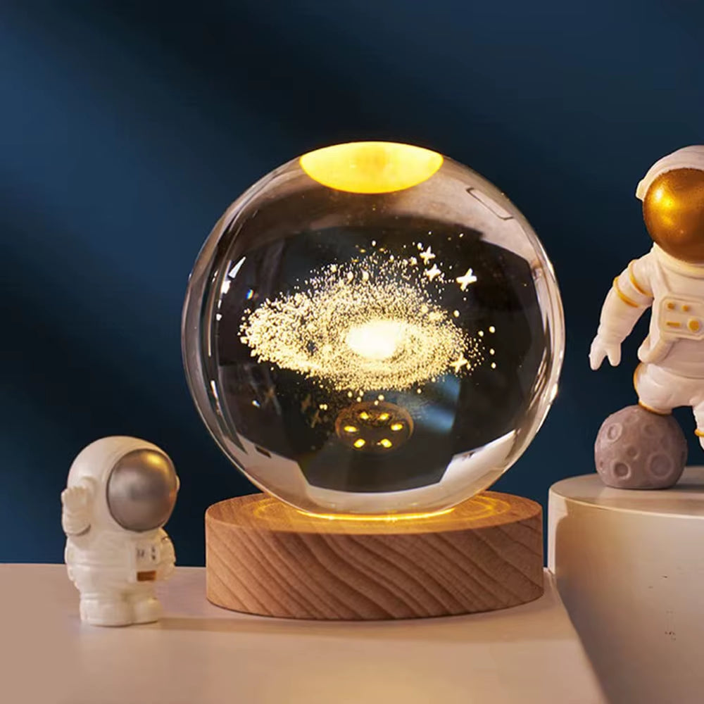 USB Luminous Crystal Ball Nightlight 3D Planet Moon Lamp Creative Decoration Nightlight LED Crystal Ball Christmas Gift